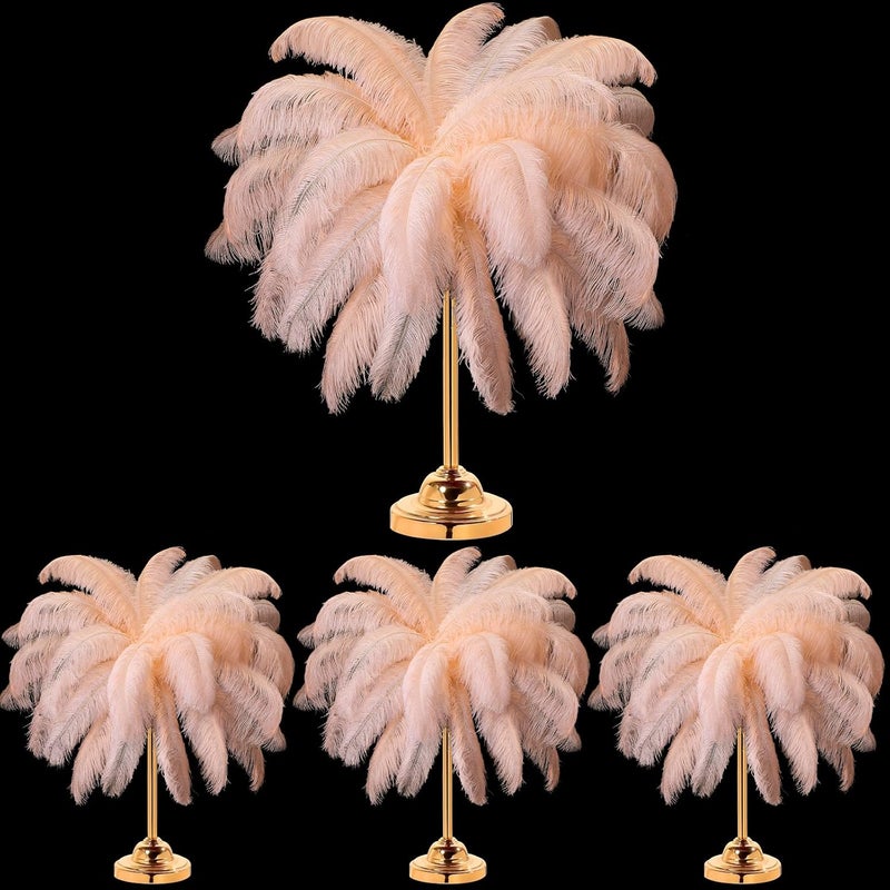 Retrowavy Store 50 Pcs 14-16 Inches Large Natural Ostrich Feathers Bulk for Centerpieces for Wedding Party Centerpieces Home Decoration Flower Arrangement(Champagne) - Image 1
